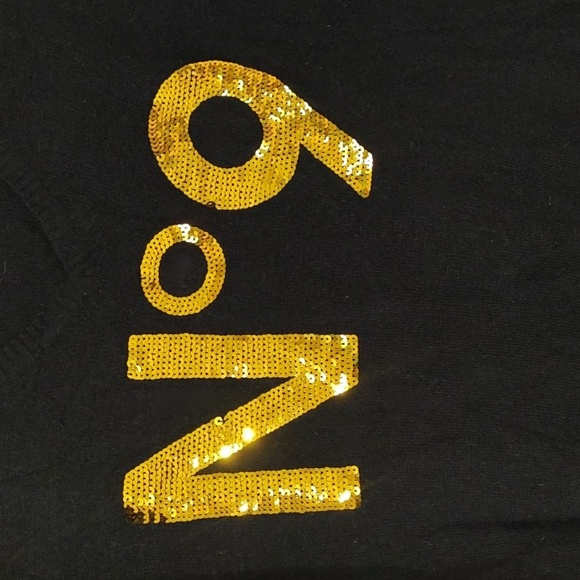 Wildfox No. 9 Black Pullover V-Neck Gold Sequins Size M - Picture 5 of 7